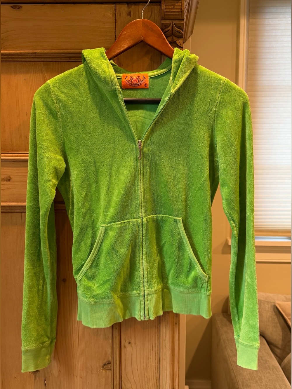 Women’s Lime Green Terry Zip-Up Hooded Jacket - Juicy Couture